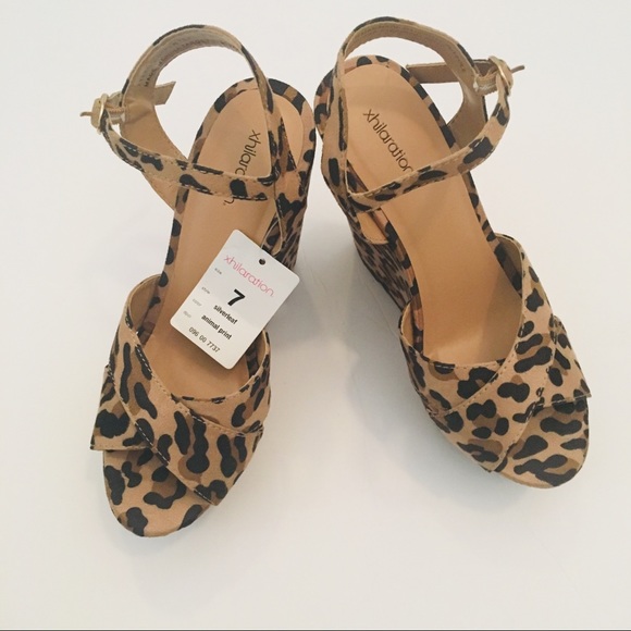 SOLD Sassy Xhilaration Leopard Print heel Wedges - Picture 2 of 3
